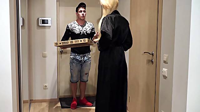 Pizza boy fucks the blonde MILF merciless