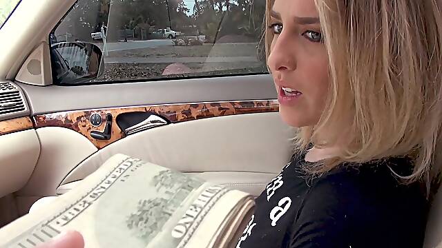 Blue-eyed cutie gives up her pussy for some cash