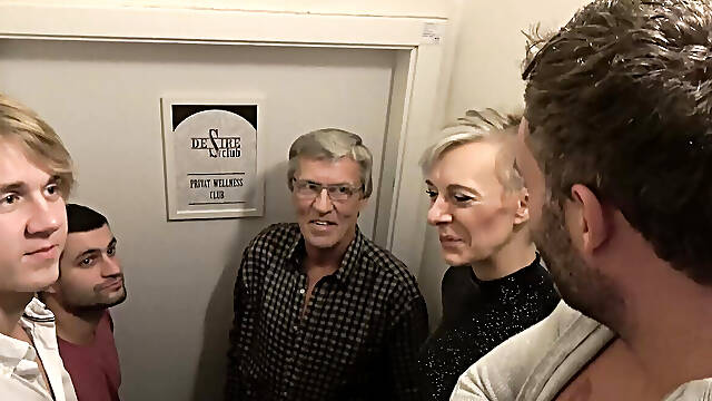 Sexy step grandma Belinda Bee and family cum together at a swingers club