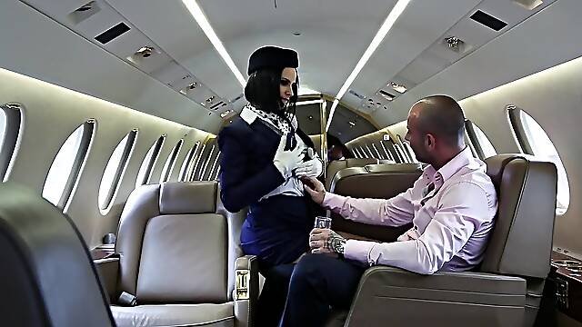 Businessman On The Plane Anally Fucked A Stewardess In Stockings - Claire Castel And Mike Angelo