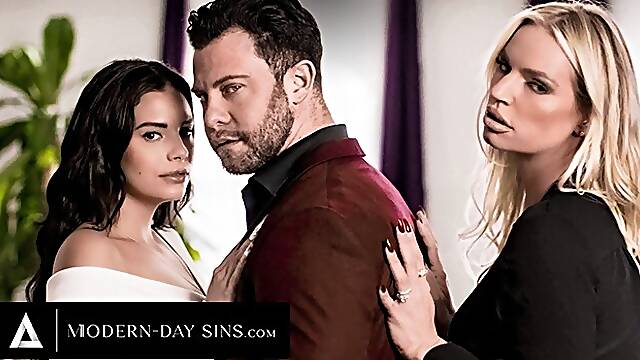 Cheating Husband Fucks Sneaky Mistress In Secret While Wife Waits In Other Room - Seth Gamble, Rachael Cavalli And Violet Starr
