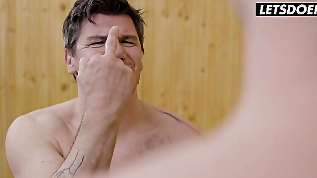 Gatitas Sauna Tease Turns into Oily Male+Male+Female Three-some - LATIN CHICK mother Id like to fuck