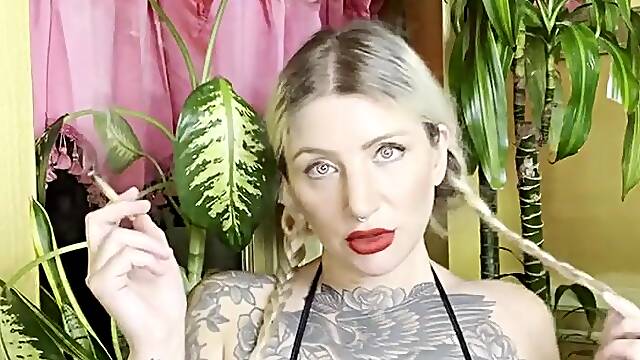 Golden-haired mother Id like to fuck with Large Natural Melons Veronica Rose Smokes 420 in a Micro Bikini with U smokin joi