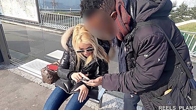 Pretty Serbian Blonde CHERRY kiss unexpectedly meets 2 strangers who screw her on a bus and...