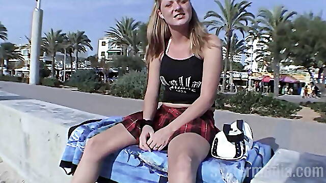 Beach slut Barbara wants the quick fuck by the pool