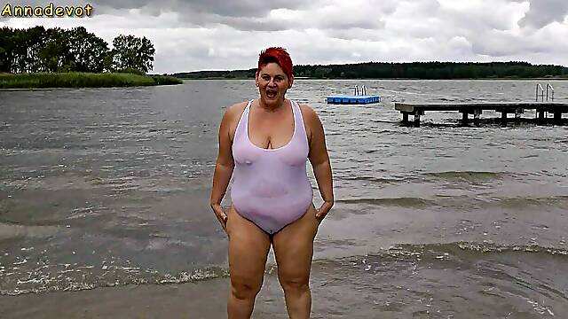 Annadevot - in White Swimsuit in the Lake