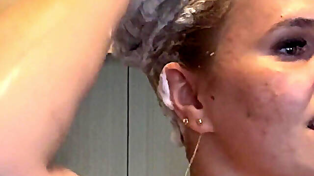 Hair Wash with Dishwasher Liquid in Kitchen Sink