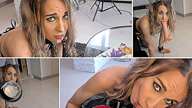 Submissive Mouth Devours Cock for Food - Pet Girl